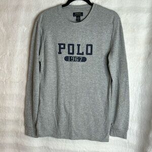 Polo Ralph Lauren Sleepwear Top Men Waffle Knit Logo Spellout. Size M. Gray
